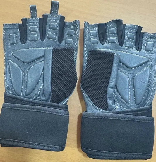 Men’s Weightlifting Gloves – Fingerless Leather, Ergonomic Padding, Breathable Mesh, Velcro Strap