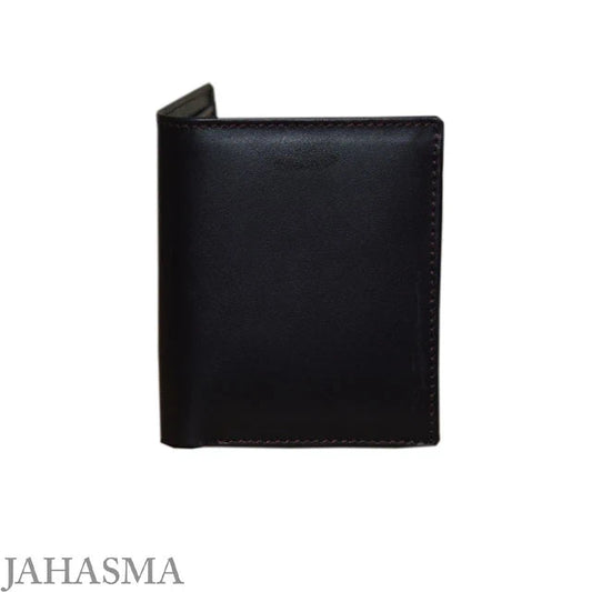 Men’s Black Leather Wallet – Extra Capacity, Button Closure with Flip & Zip Pocket, 100% Leather